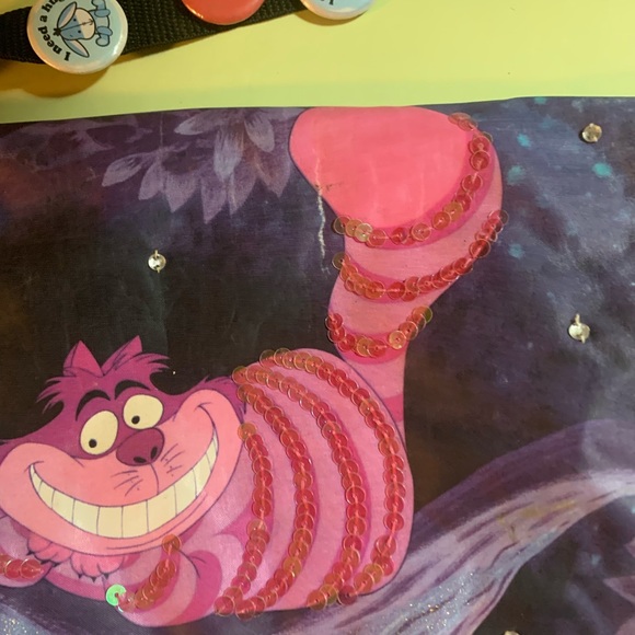Disney Cheshire the cat Alice in wonderland purse bag with buttons . - Picture 2 of 10
